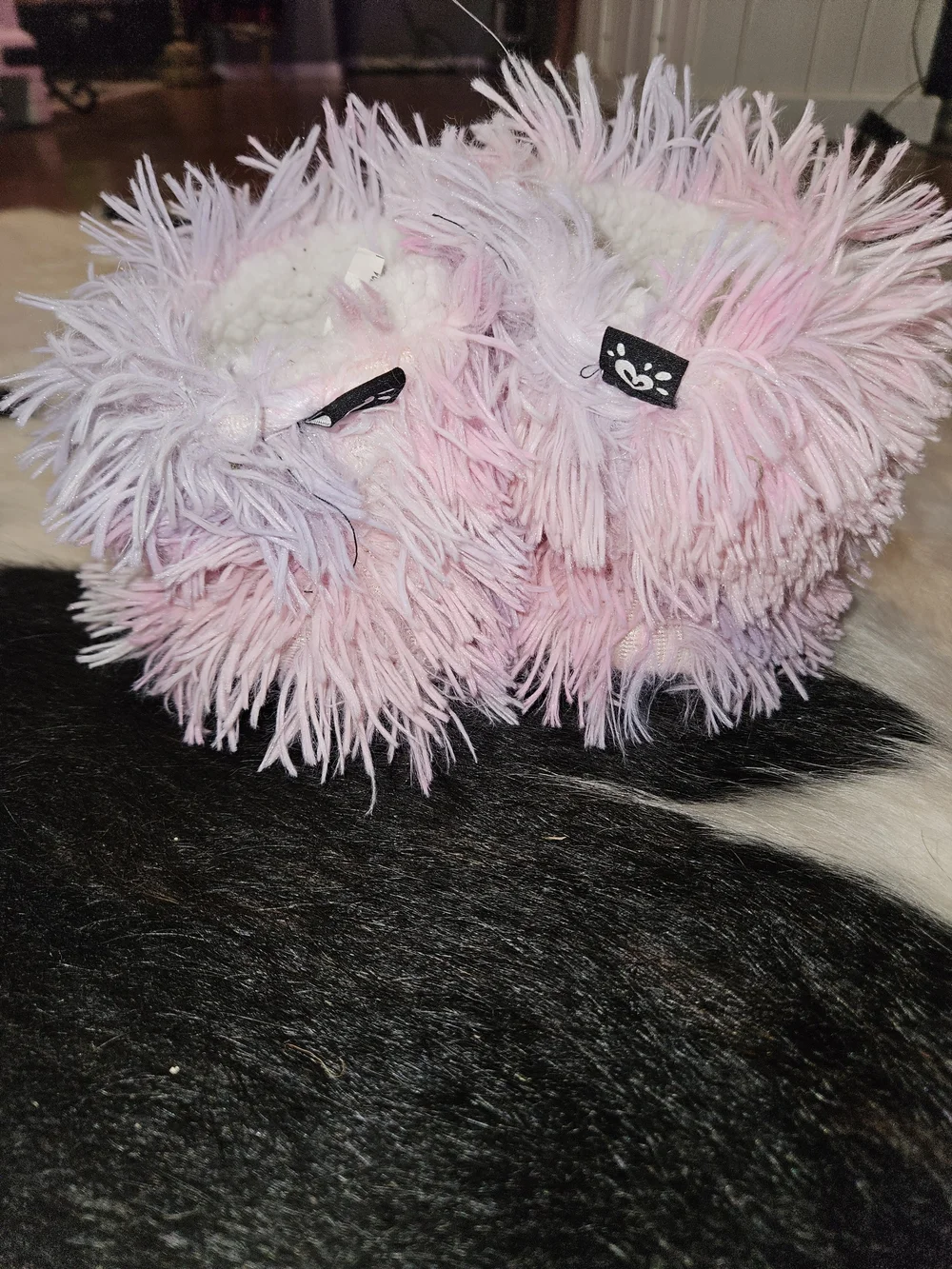 Justice Pink & Lavender Fuzzy Slipper Booties